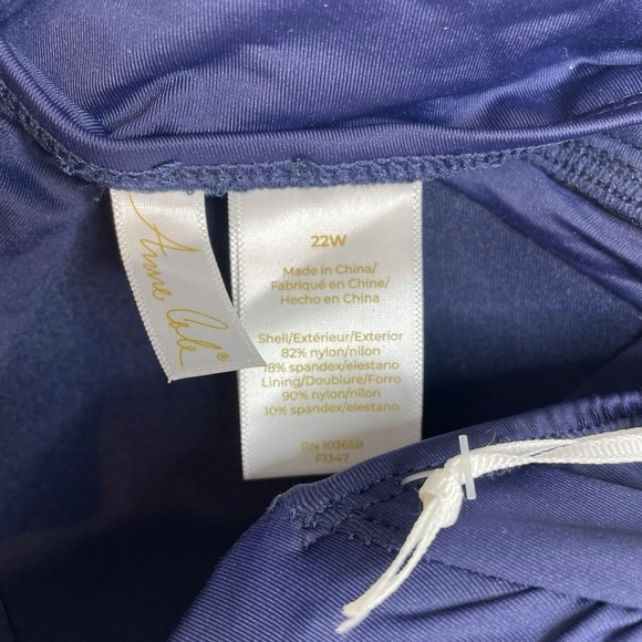 Anne Cole Signature Plus Size Live in Color Twist Bandeaukini Top Navy 22W New - Picture 4 of 6